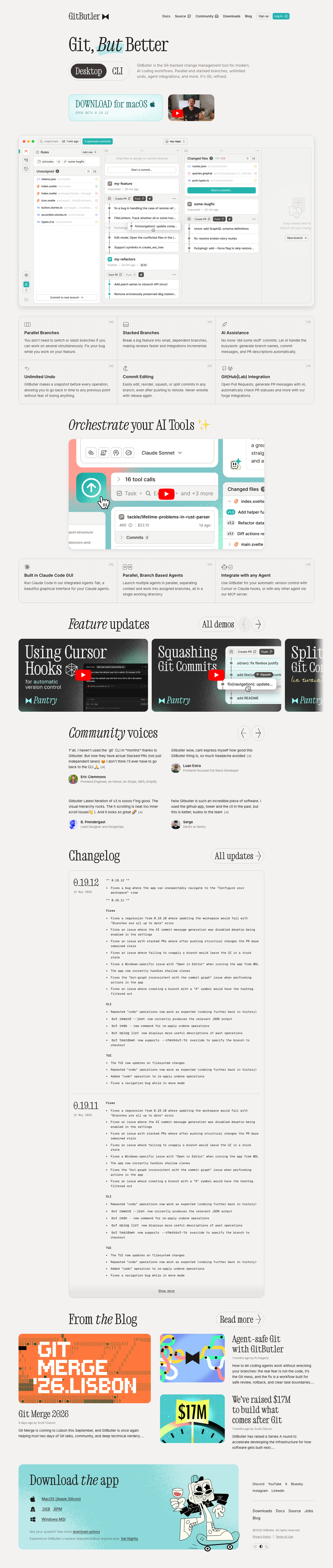 Gitbutler - full page scroll