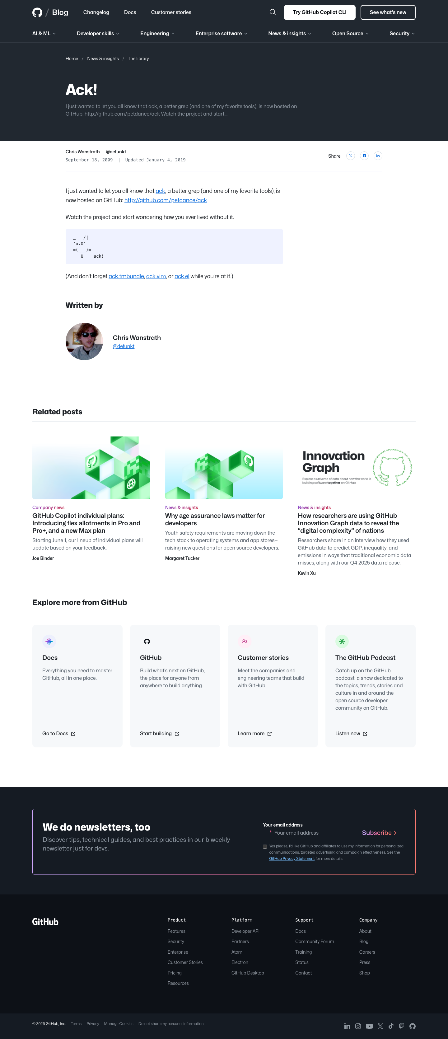 Github Blog - full page scroll