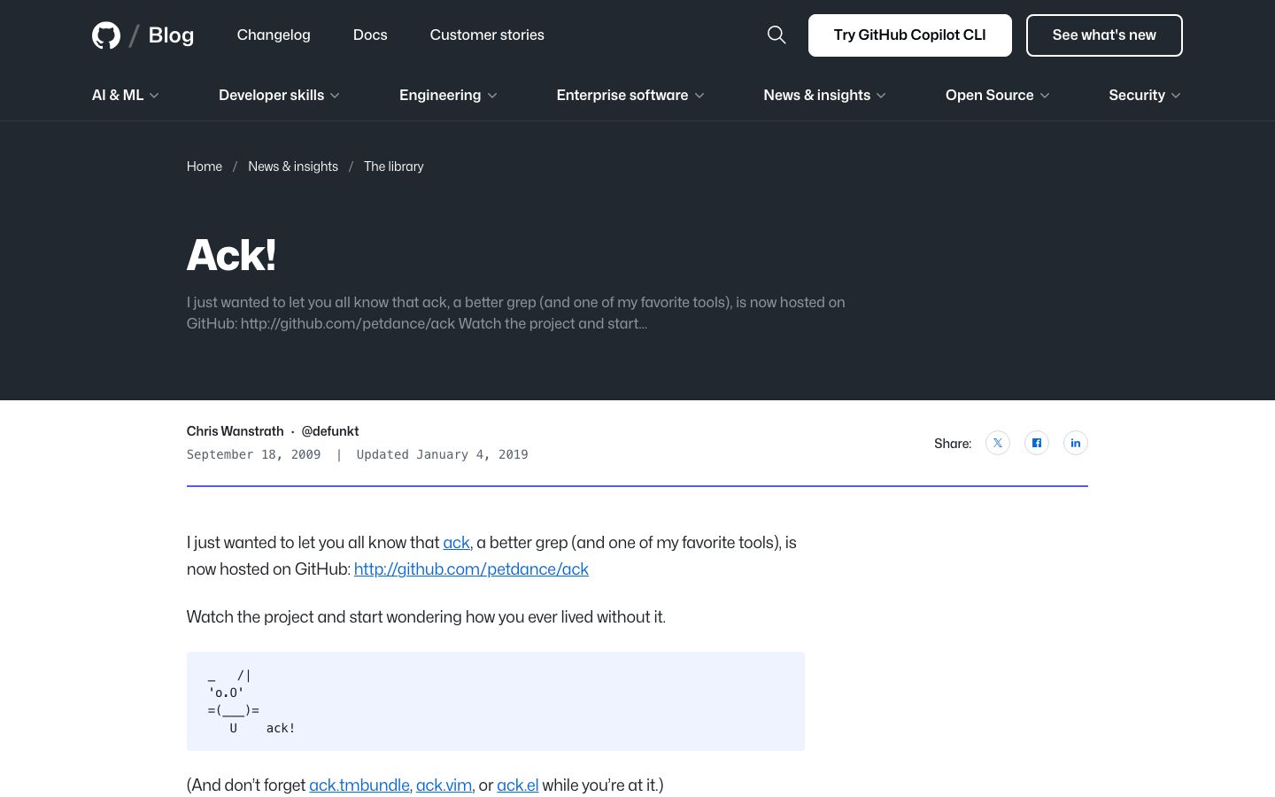 The layout prioritizes recent posts with a clear visual hierarchy. The use of dark mode and a grid structure creates a focused, easily navigable experience. Typography is clean and functional, emphasizing readability. · github blog, developer blog, tech blog, coding blog, software development, blog grid, dark mode blog