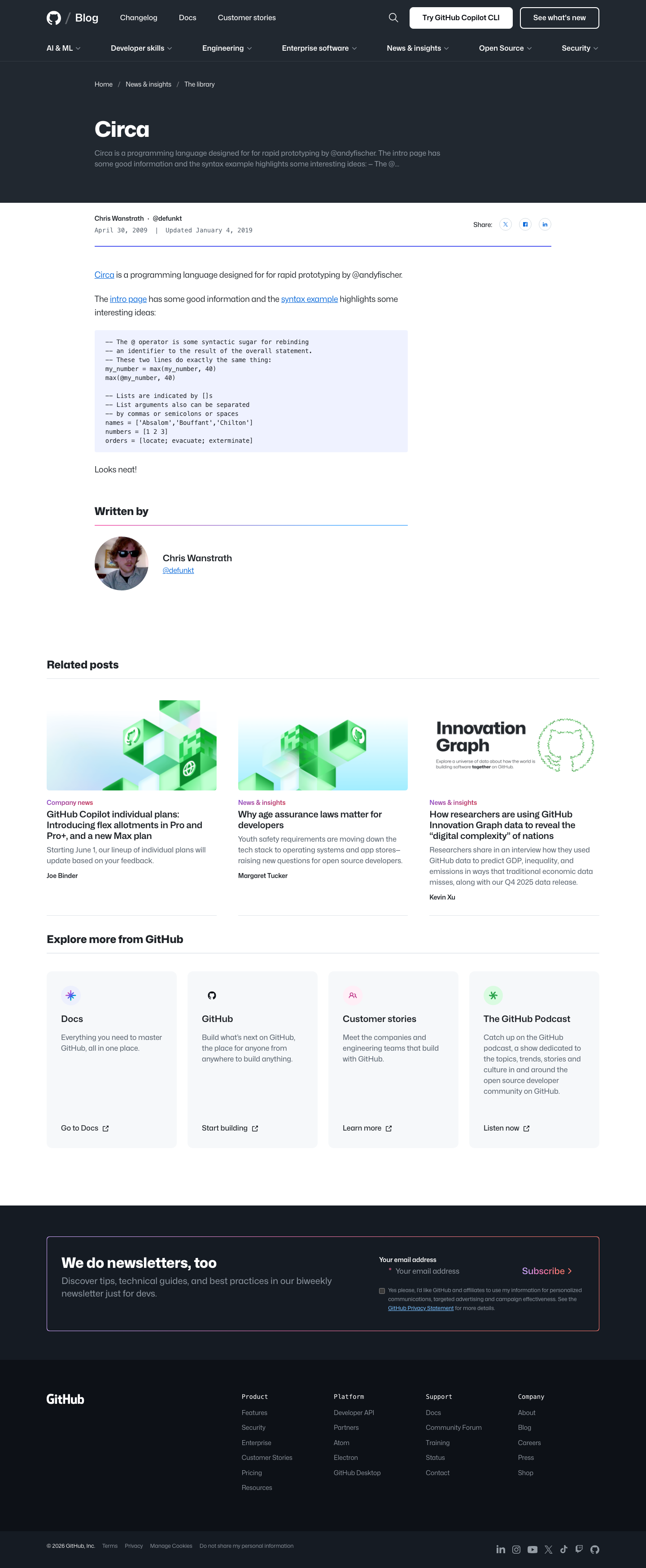 Github Blog - full page scroll