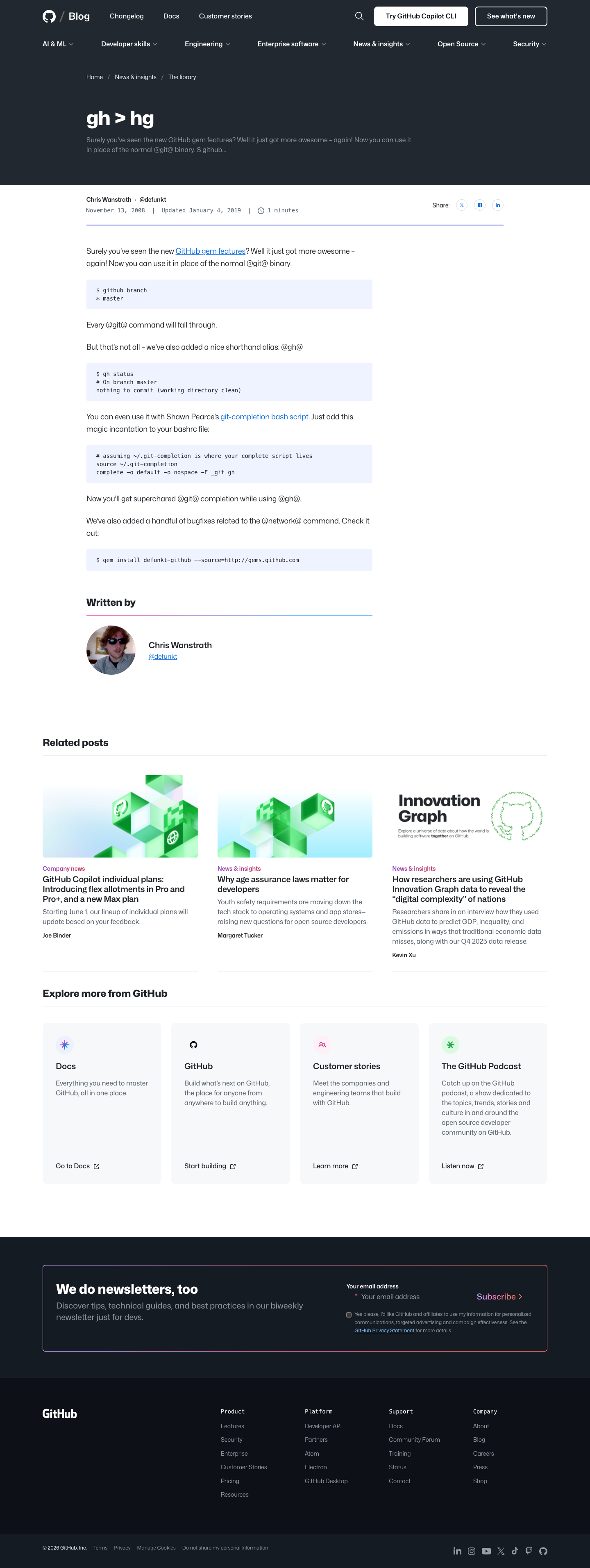 Github Blog - full page scroll
