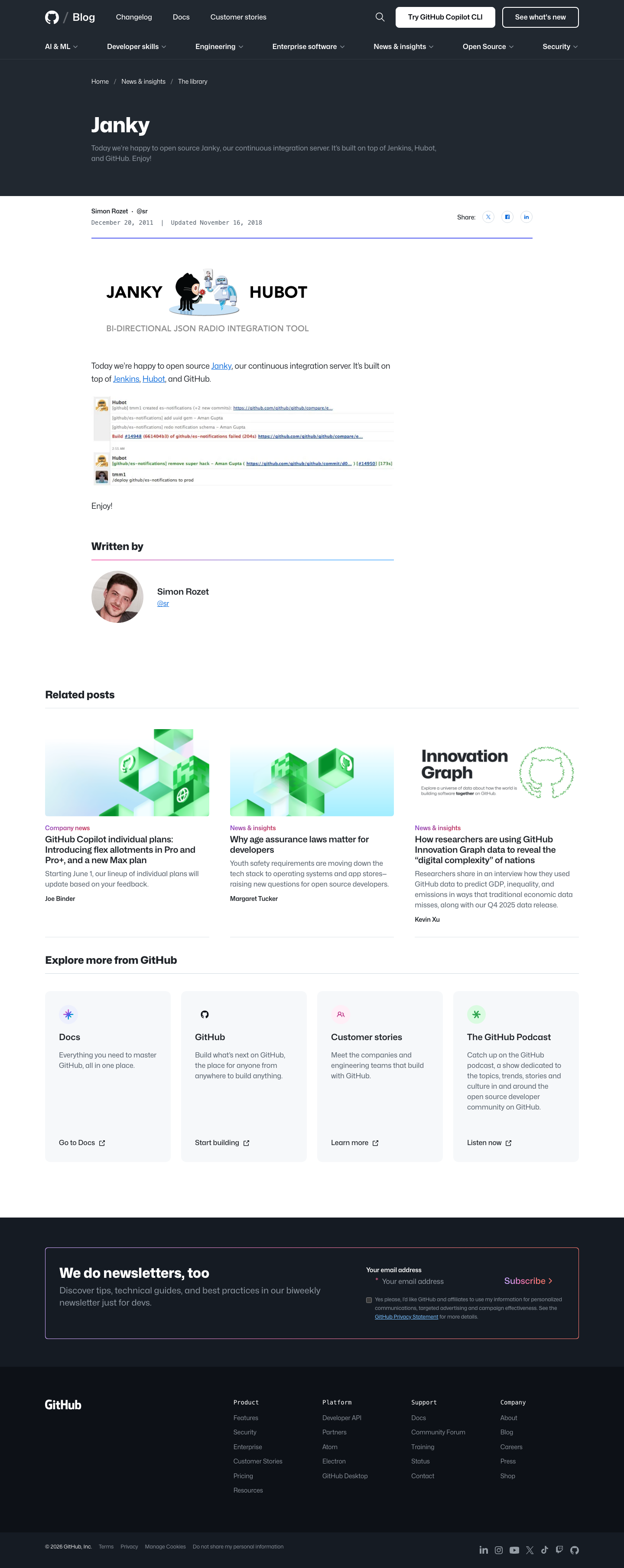 Github Blog - full page scroll