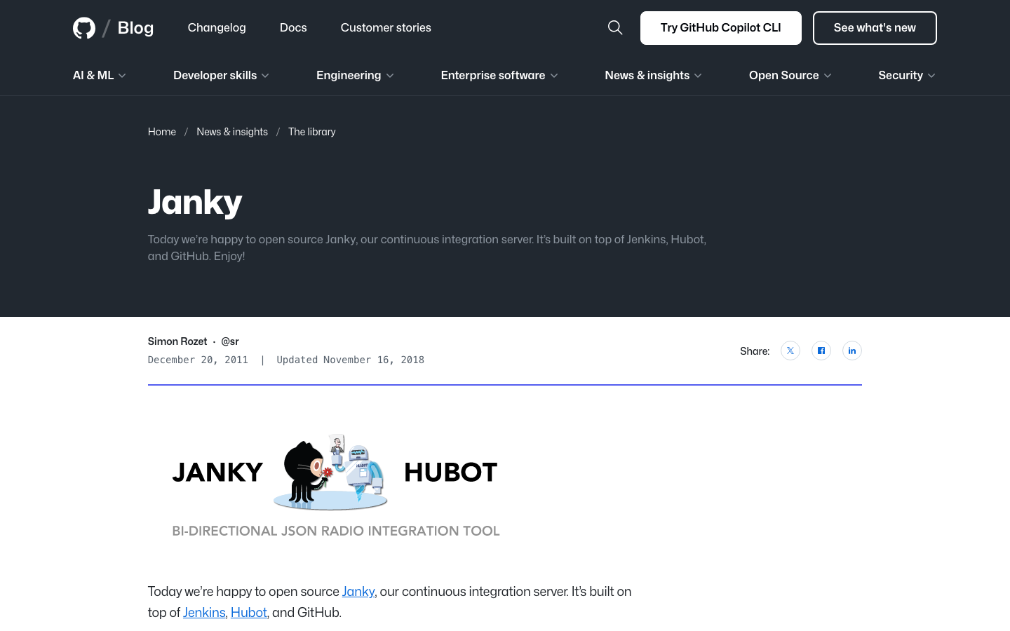 The layout prioritizes recent posts with a clear visual hierarchy. The use of dark mode and a grid structure creates a focused, easily navigable experience. Typography is clean and functional, emphasizing readability. · github blog, developer blog, tech blog, coding blog, software development, blog grid, dark mode blog
