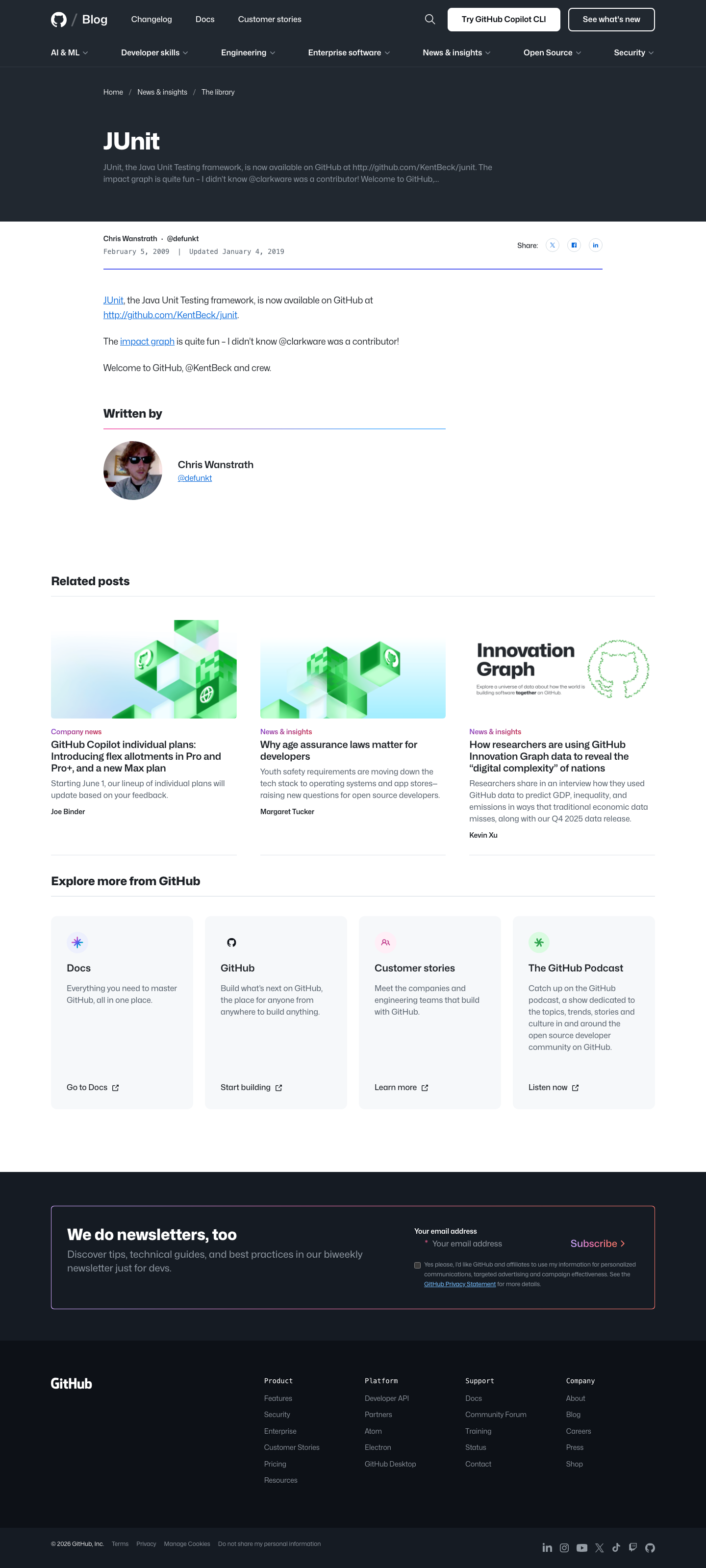 Github Blog - full page scroll
