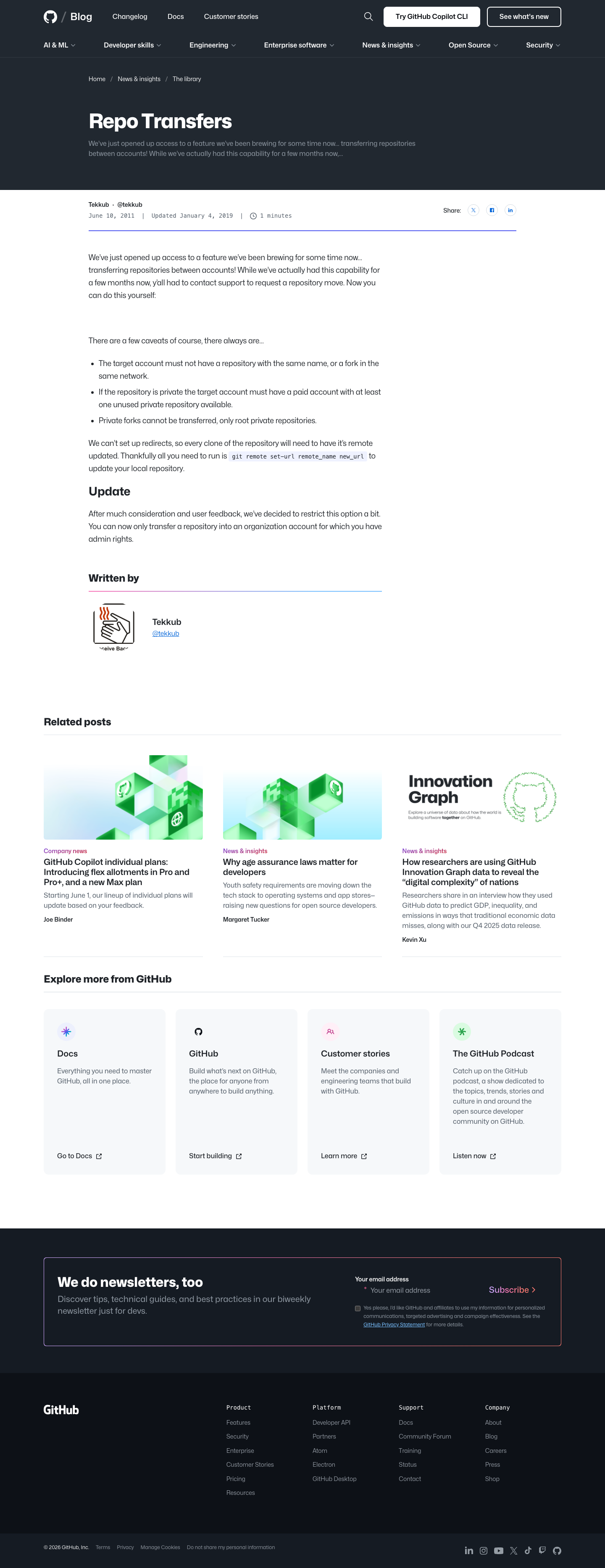 Github Blog - full page scroll