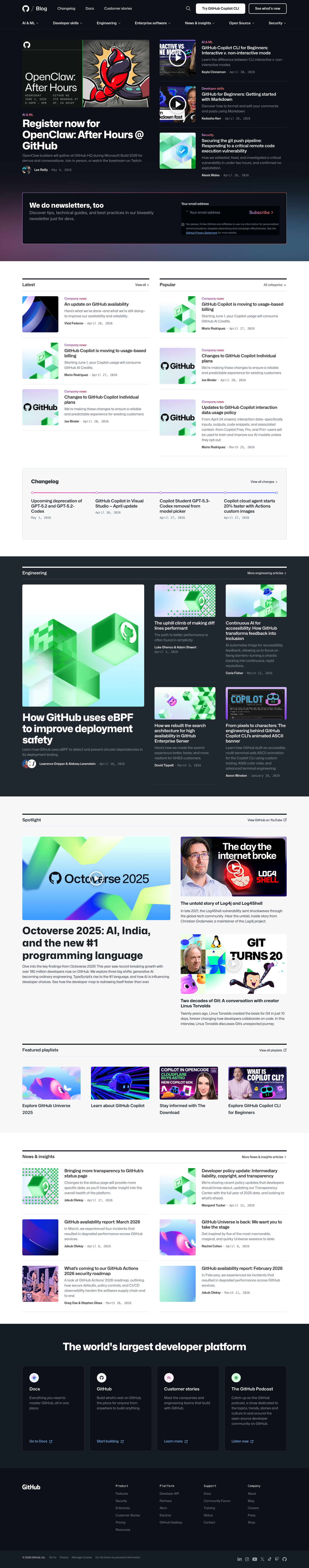 Github Blog - full page scroll