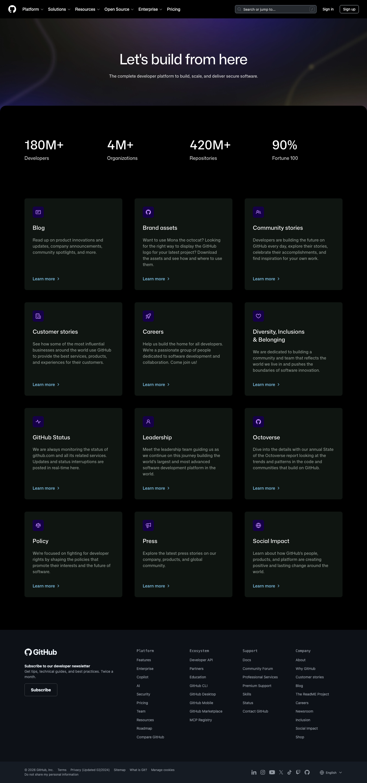 Github — About - full page scroll