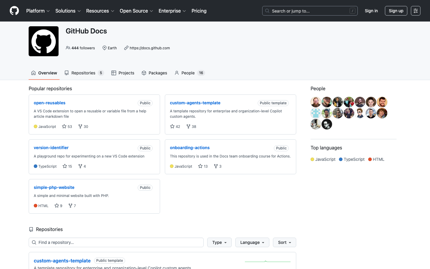The design prioritizes clarity and functionality through a dark, high-contrast palette and a clean layout. The focus is on direct access to core actions – sign-up and try Copilot – presented with minimal visual clutter. · developer tools dark, saas landing page, github design, technical website, minimalist dark mode, code platform, developer portal, dark ui, github copilot, developer platform