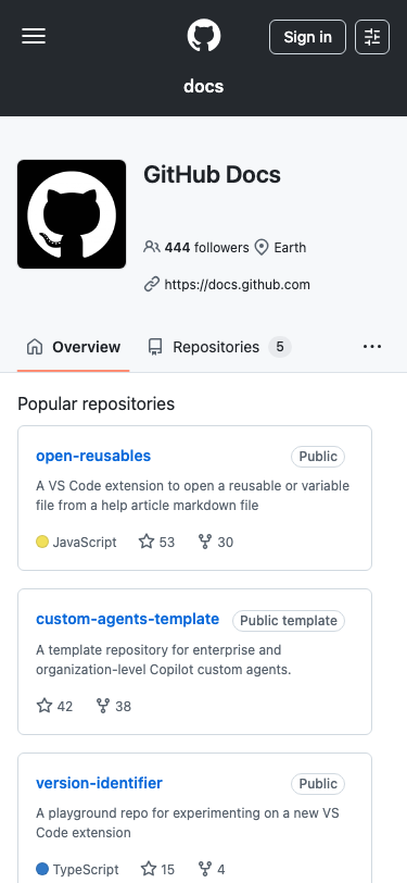 Github — Docs - mobile