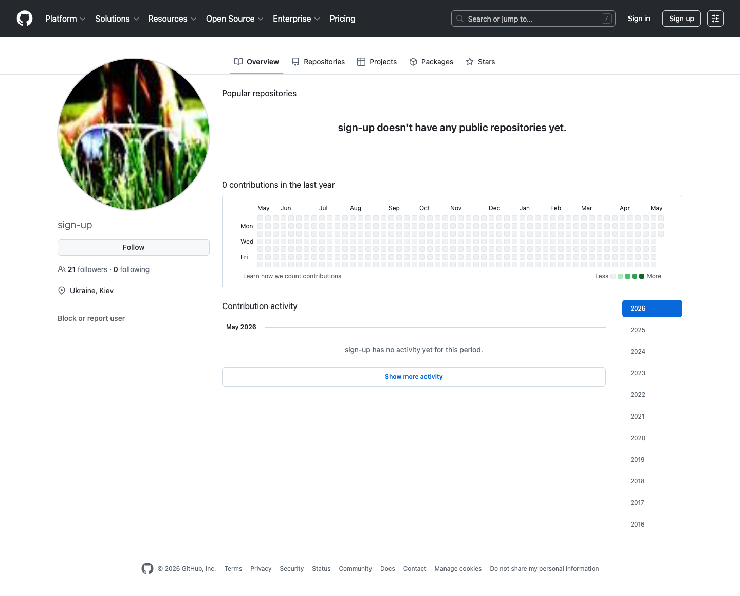 Github — Sign up - full page scroll