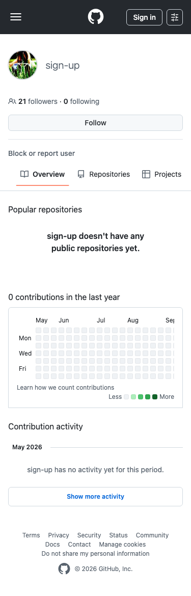 Github — Sign up - mobile full page