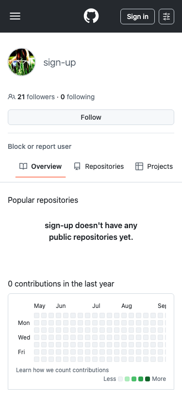 Github — Sign up - mobile