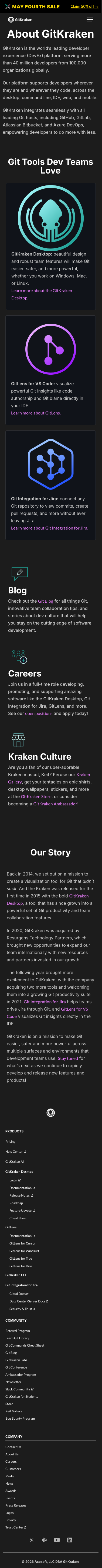 Gitkraken — About - mobile full page