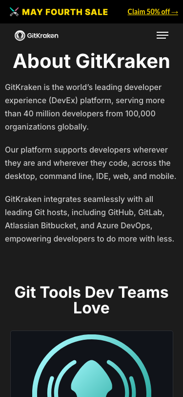 Gitkraken — About - mobile