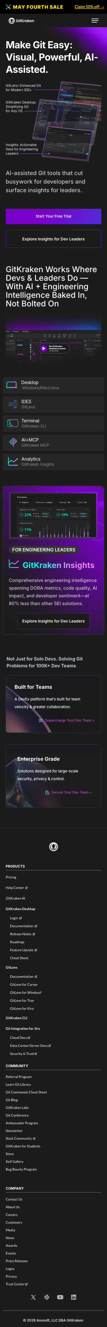 Gitkraken - mobile full page