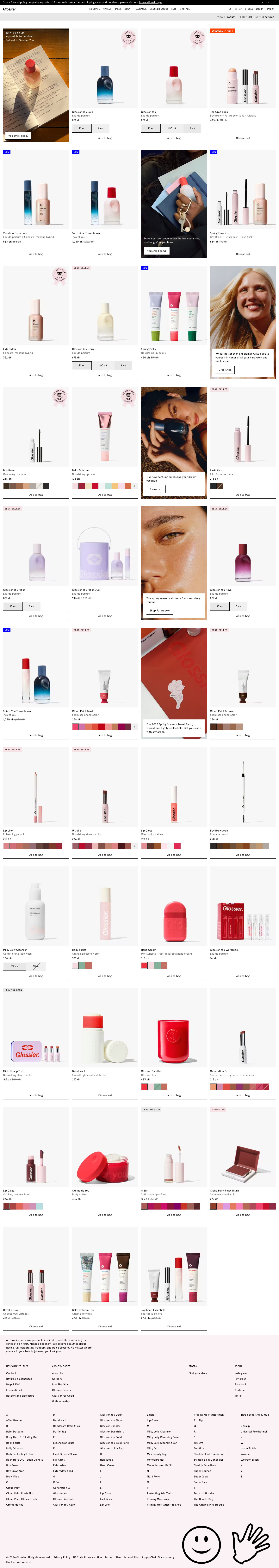 Glossier - full page scroll
