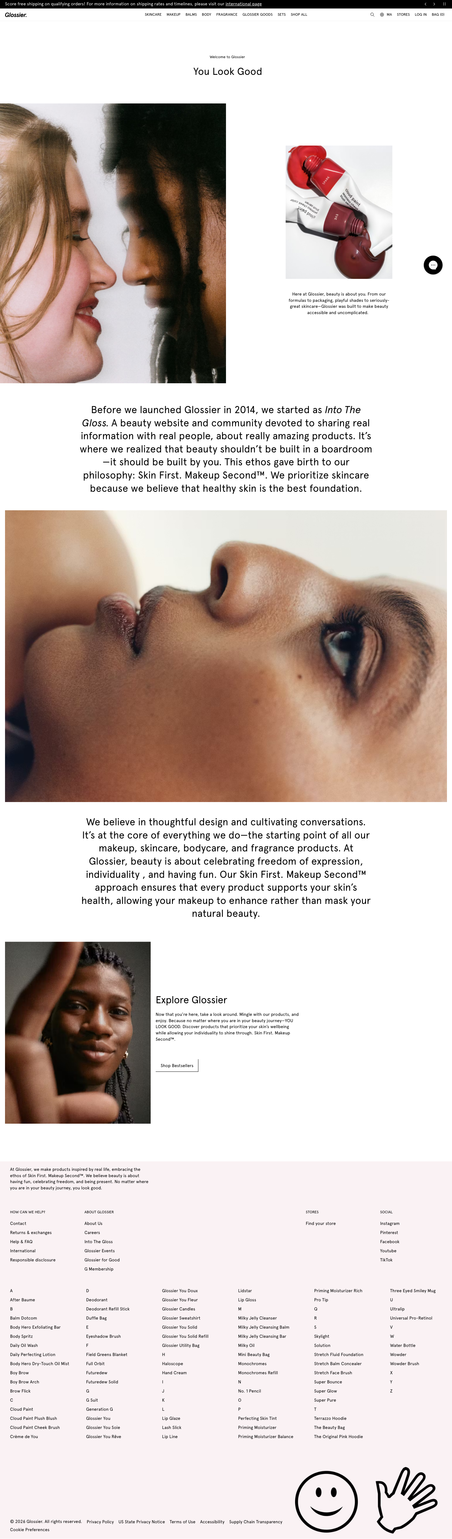 Glossier - full page scroll