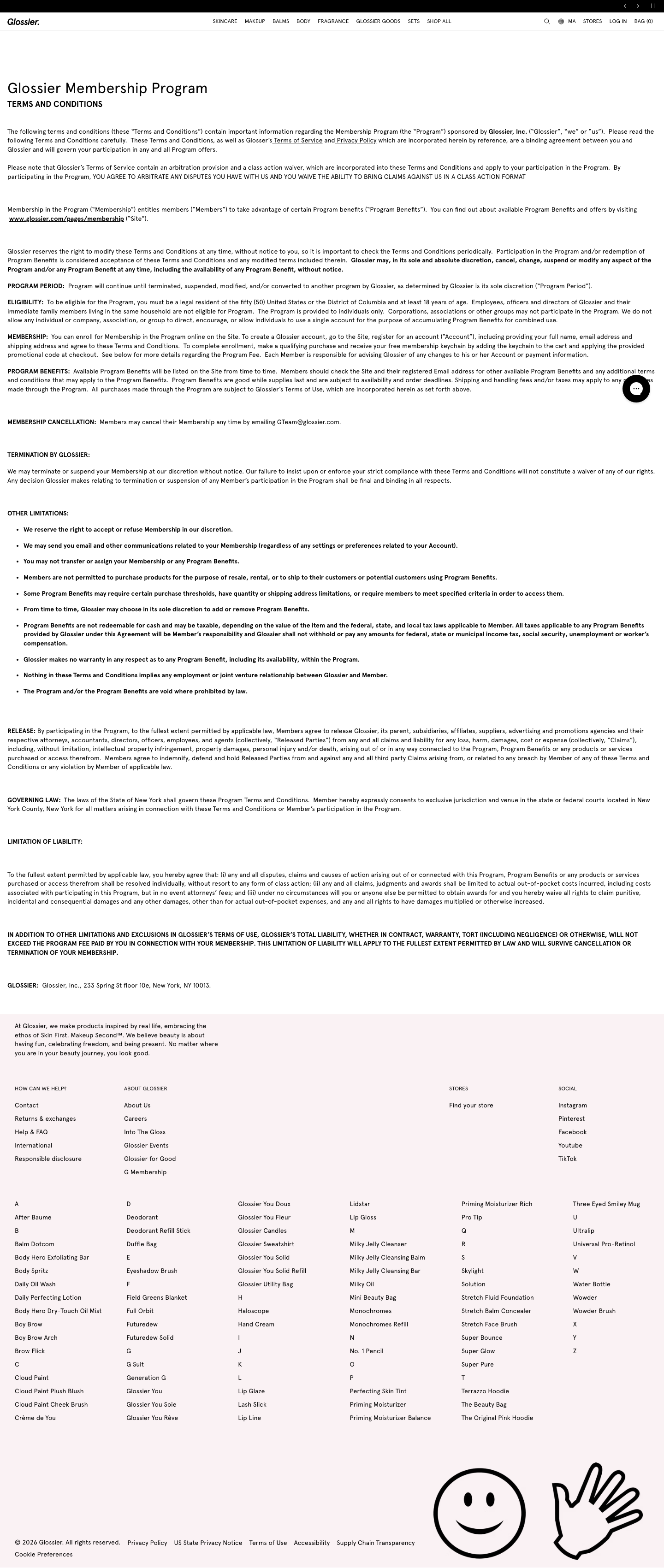 Glossier - full page scroll
