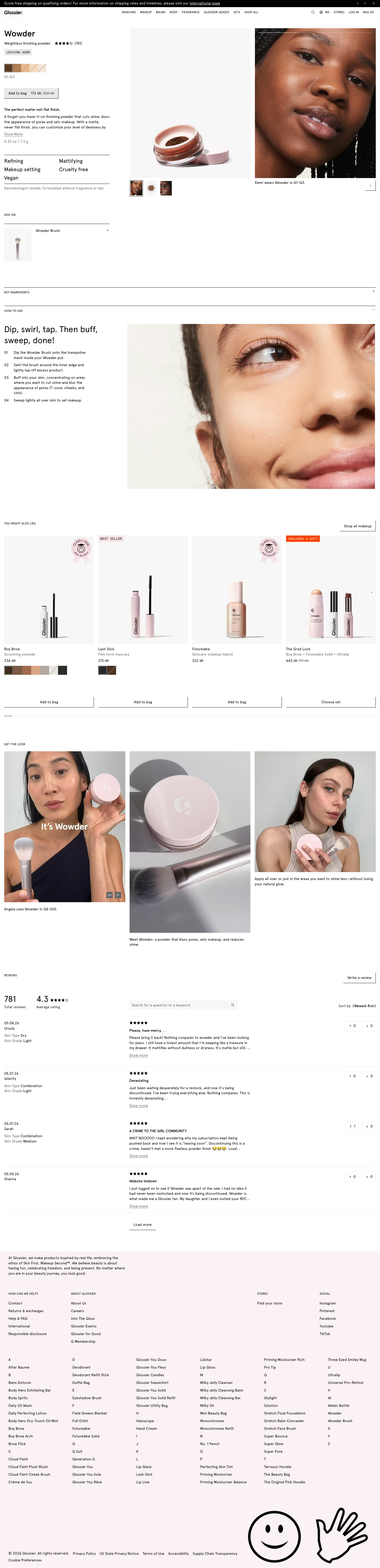 Glossier - full page scroll