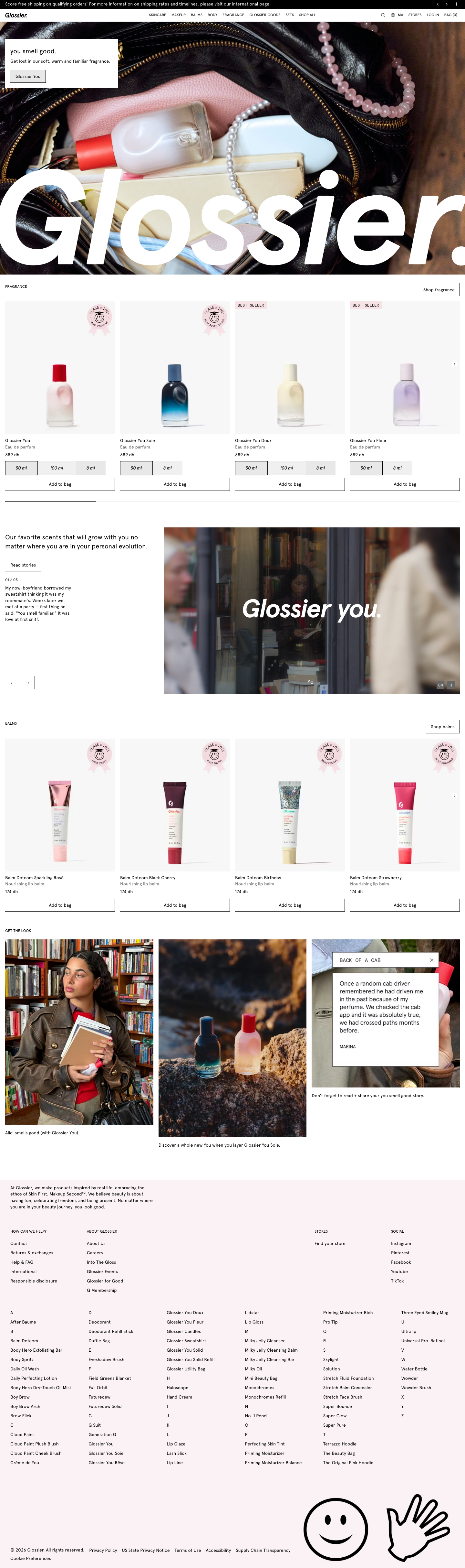 Glossier - full page scroll