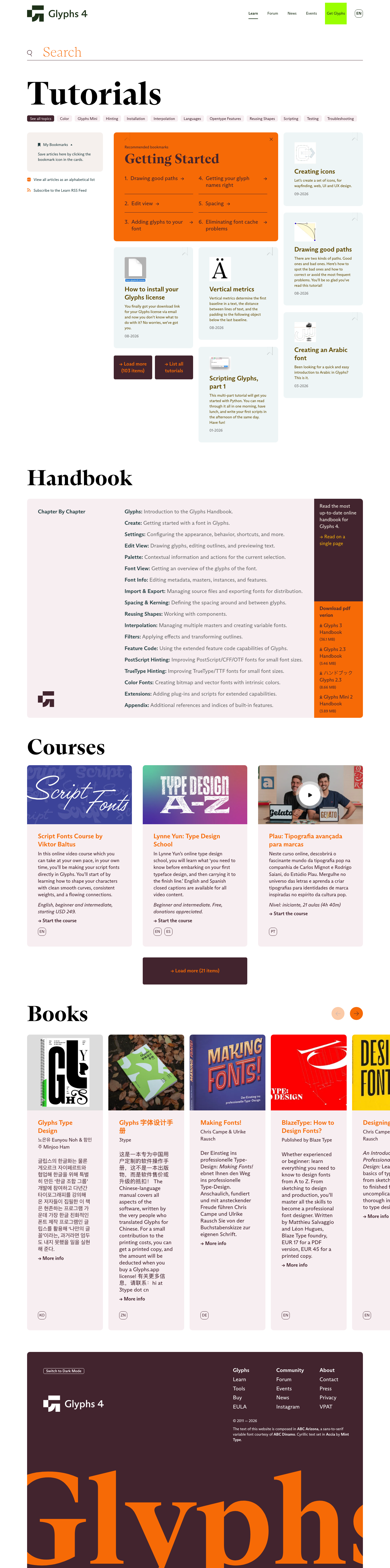Glyphs · Docs - full page scroll