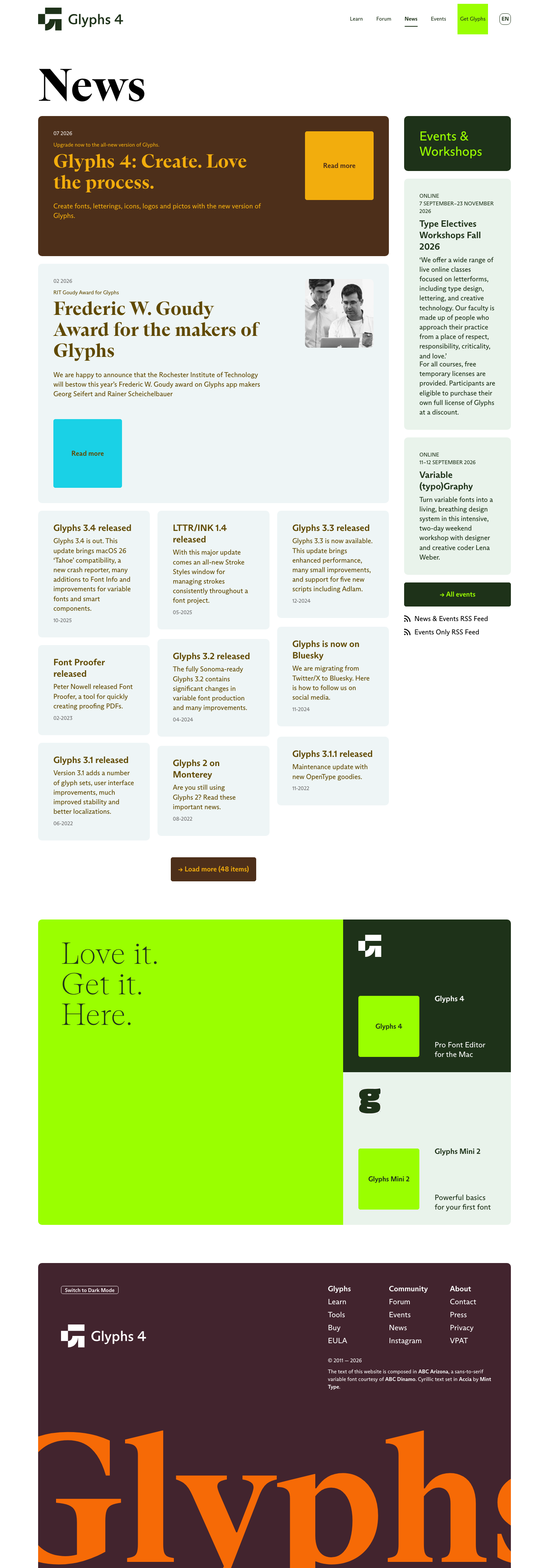 Glyphs · Blog - full page scroll