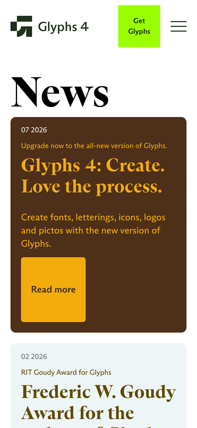 Glyphs · Blog - mobile