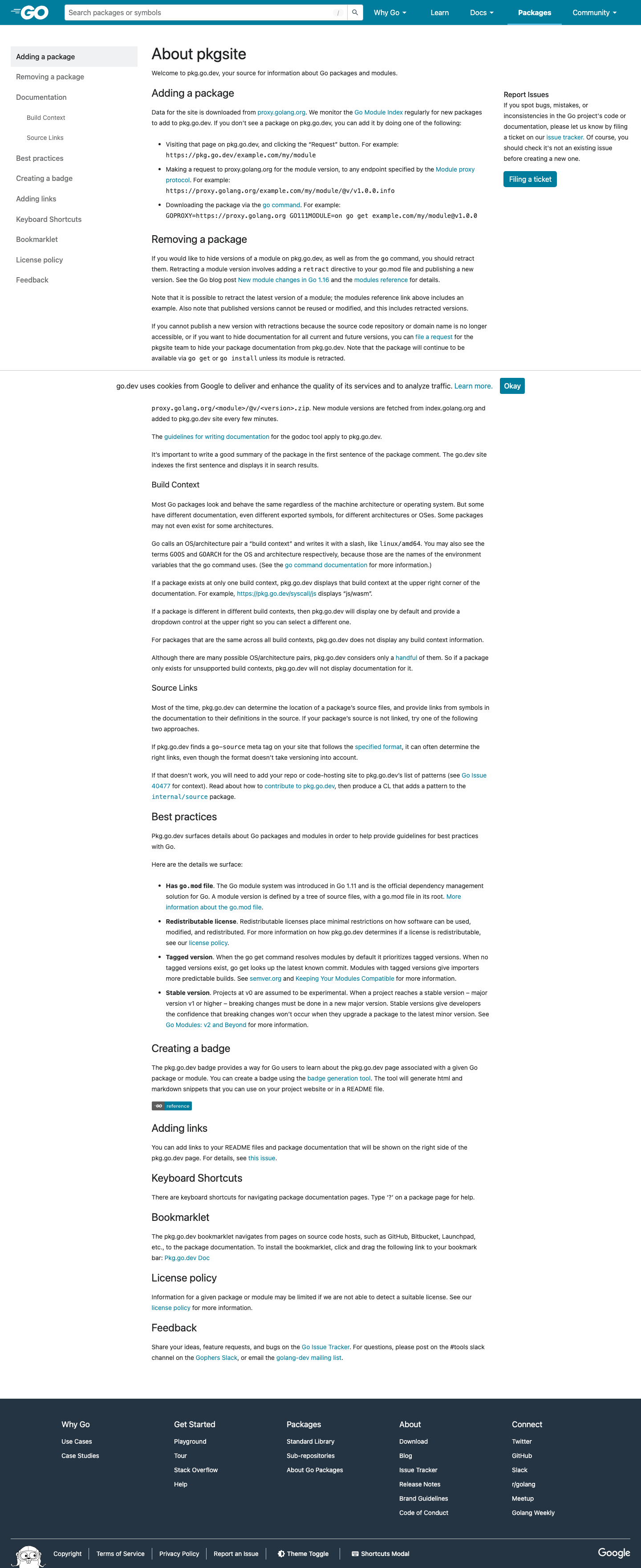 Go — About - full page scroll