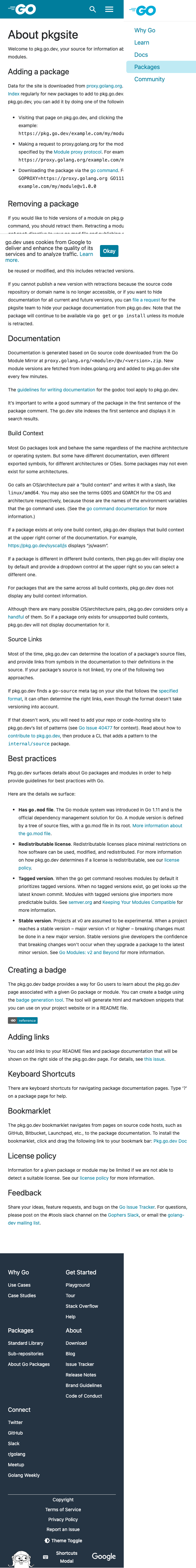 Go — About - mobile full page