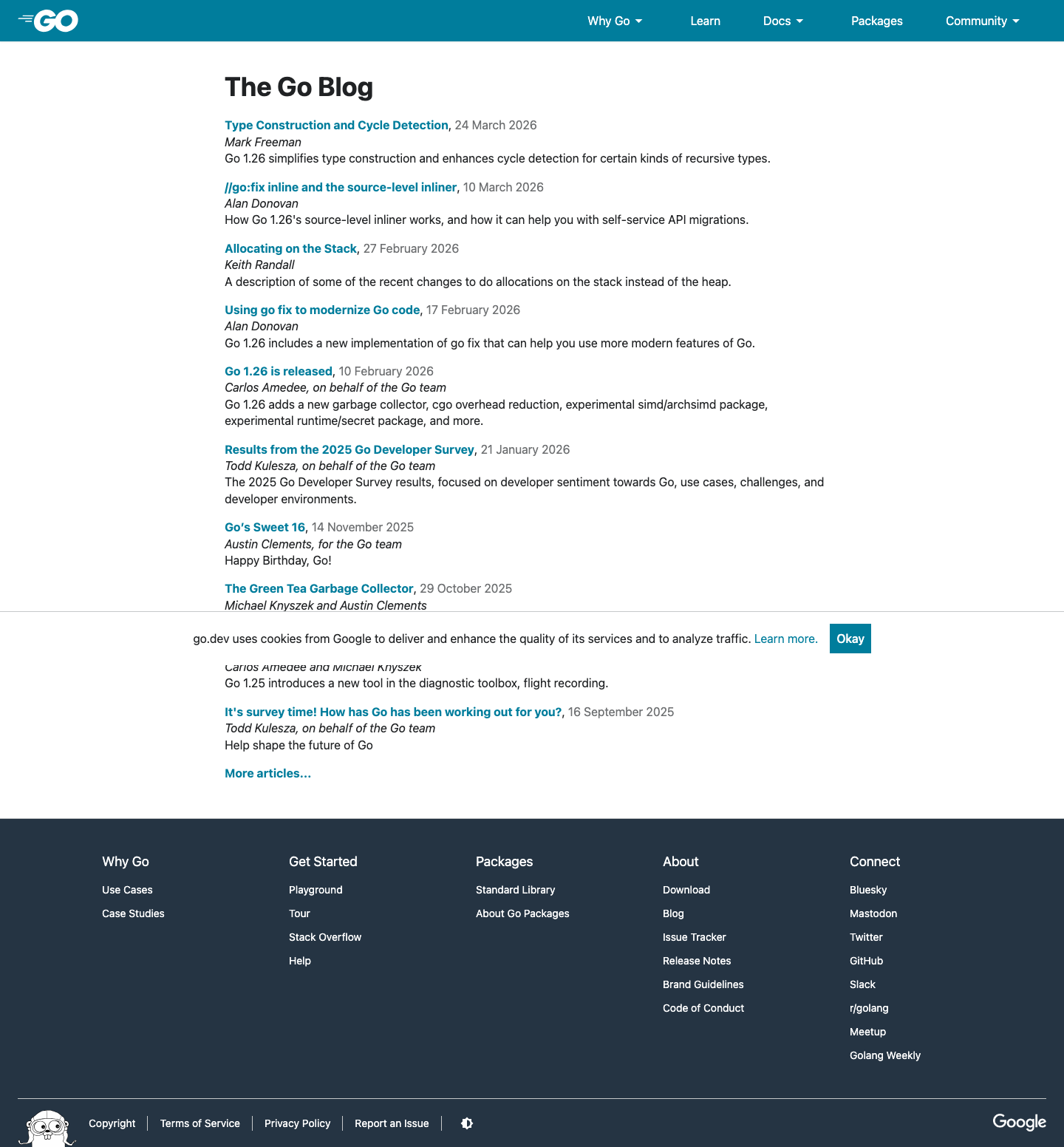 Go — Blog - full page scroll