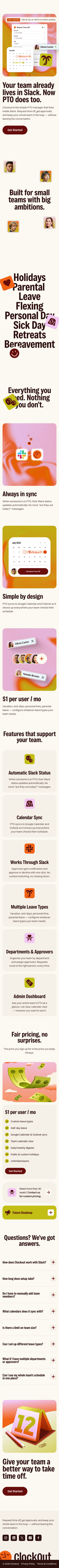 Clockout - mobile full page