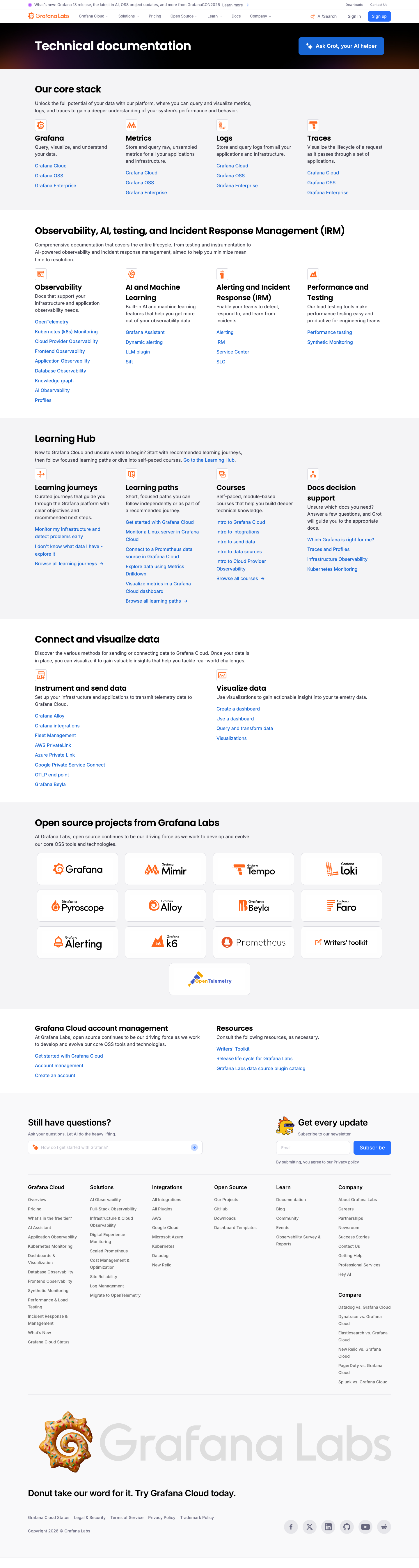 Grafana — Docs - full page scroll