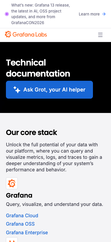 Grafana — Docs - mobile