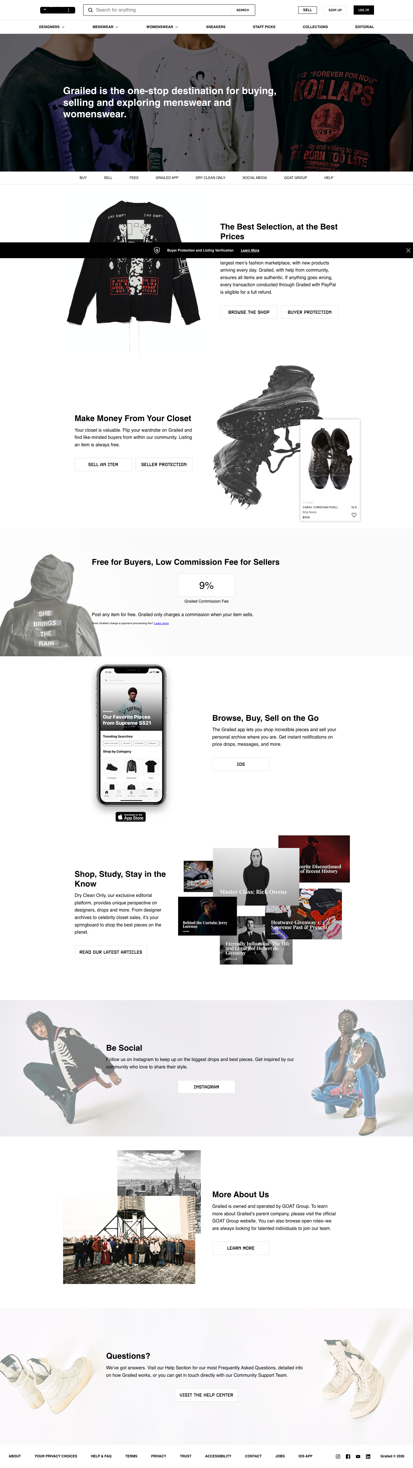 Grailed — About - full page scroll