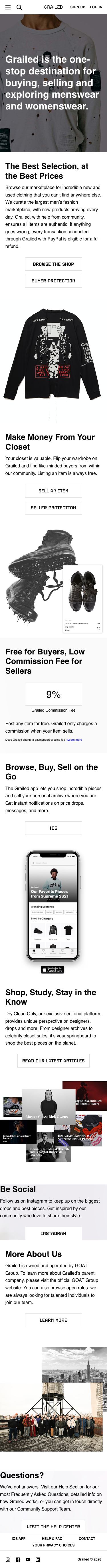 Grailed — About - mobile full page