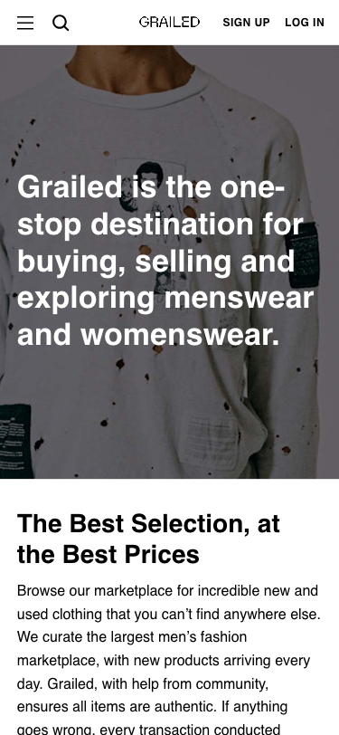Grailed — About - mobile