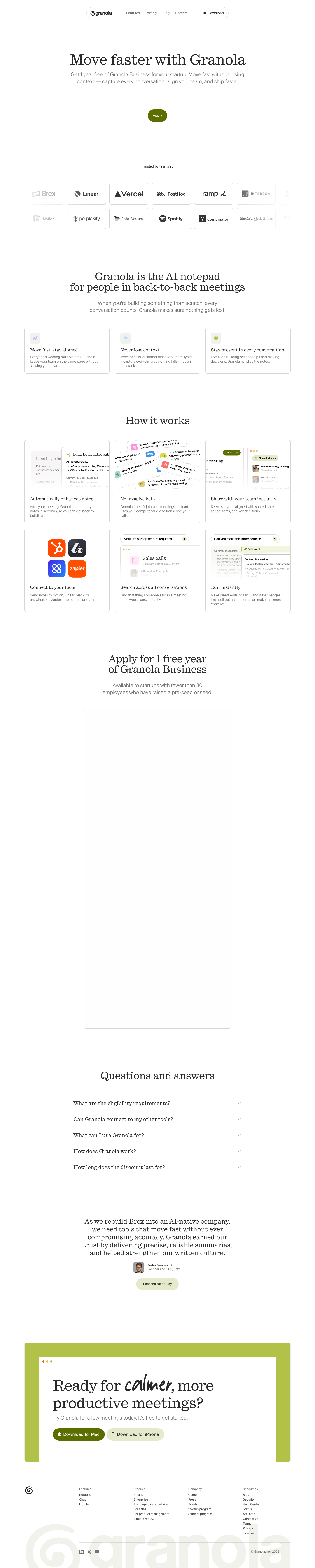 Granola - full page scroll