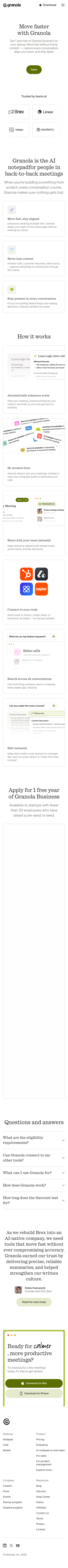 Granola - mobile full page