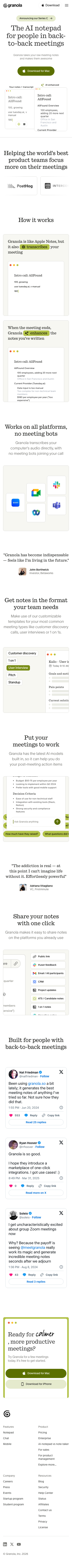 Granola - mobile full page