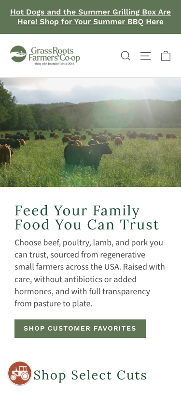 Buy Grass Fed Meat Online | Healthy, Pastured Meats Delivered – Grass Roots Farmers' Cooperative - mobile