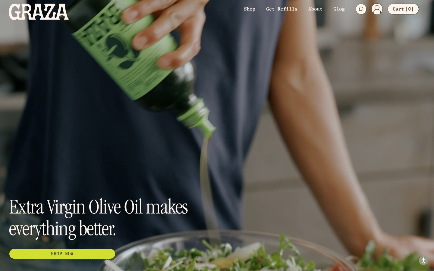 Every kitchen deserves good, fresh olive oil that’s affordable enough to be used every day. Our extra virgin olive oil is just that, and it comes in squeeze bottles + 100% recyclable refill cans that make everything easier and more fun. · minimalism, editorial, swiss, ecommerce, health, creator, hero-fullbleed, logo-cloud, hero-with-cta