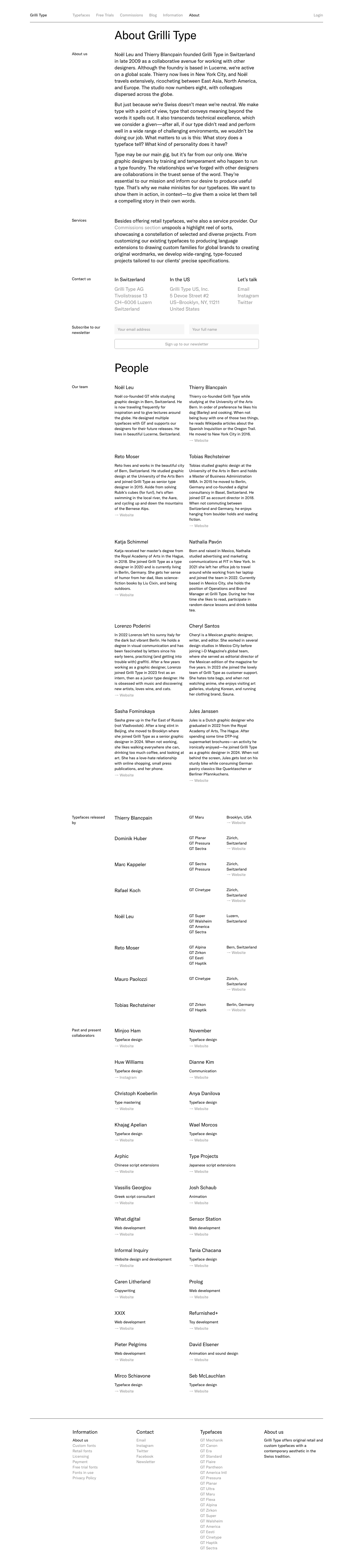 Grillitype — About - full page scroll