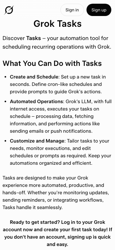 Grok - mobile full page