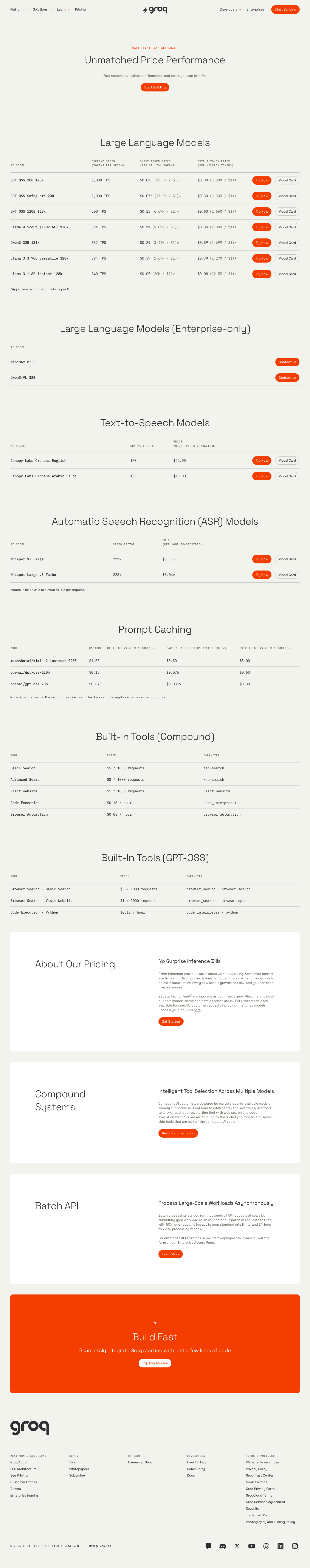Groq — Pricing - full page scroll