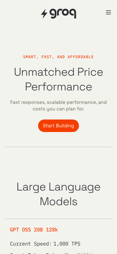 Groq — Pricing - mobile