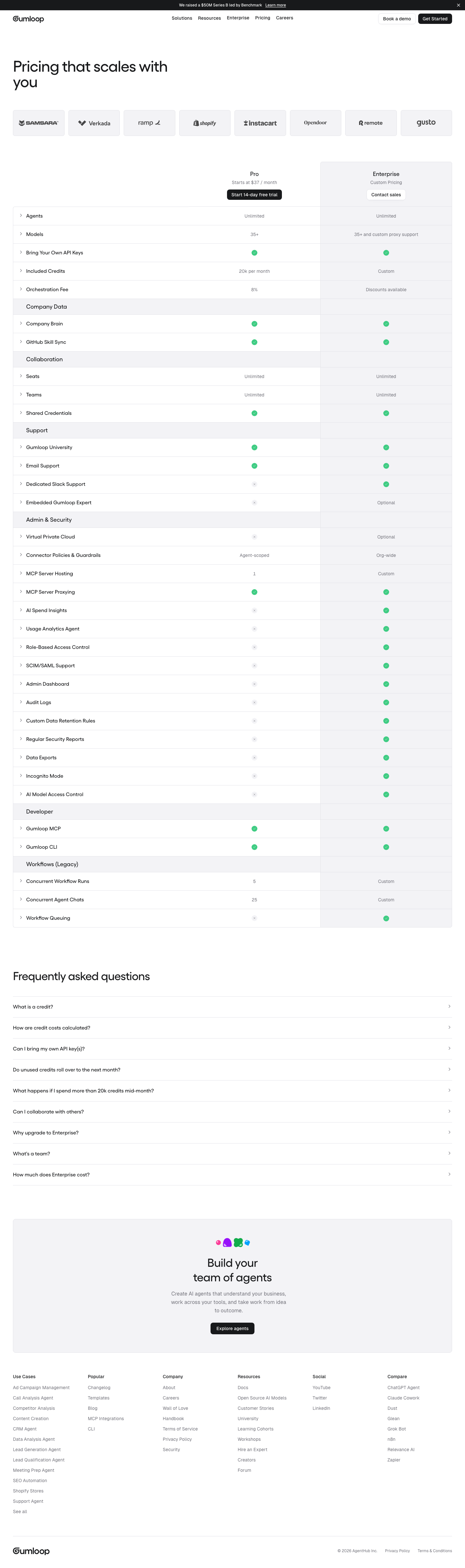 Gumloop · Pricing - full page scroll