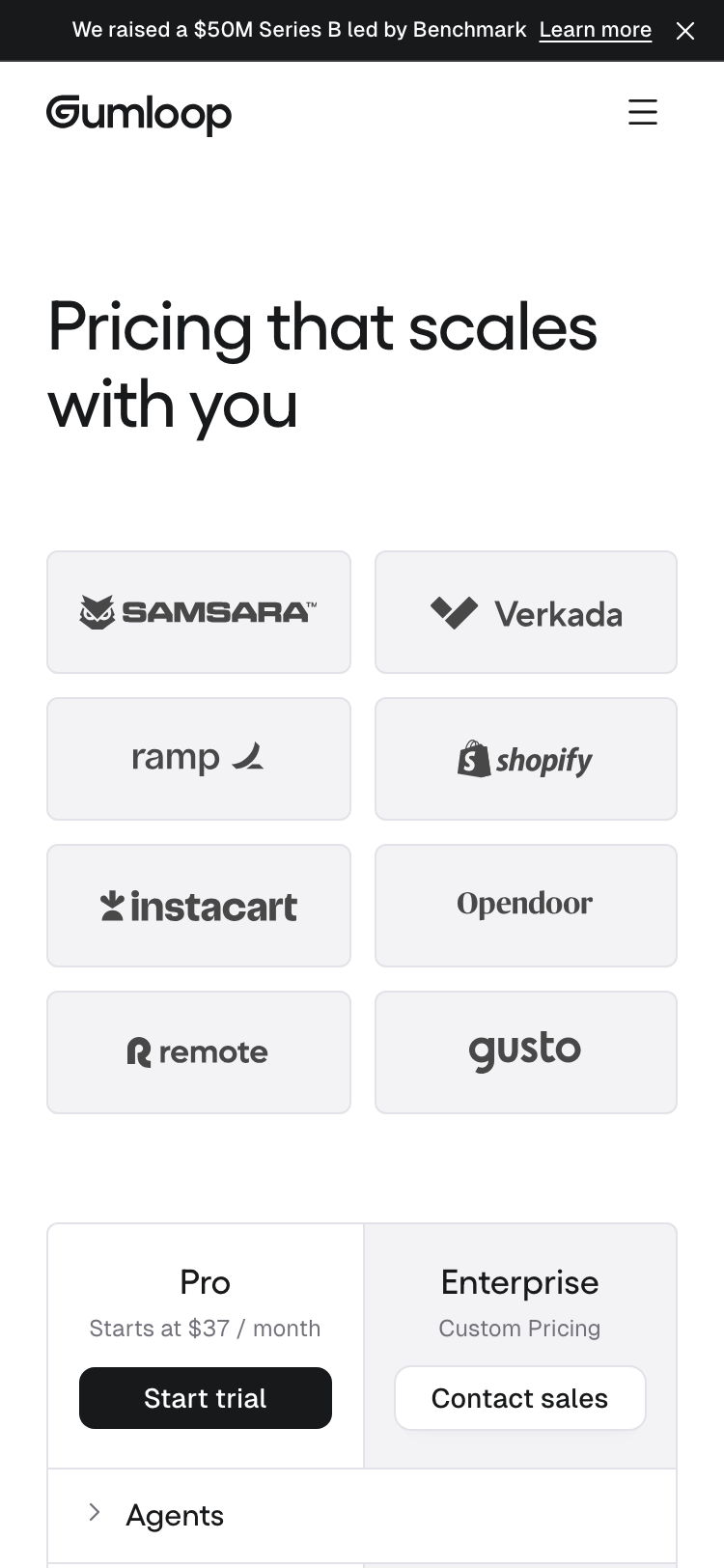 Gumloop · Pricing - mobile