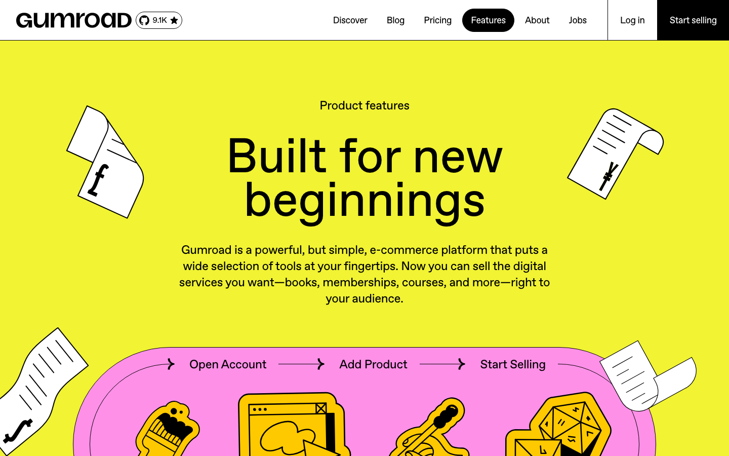 Gumroad — Features - full page scroll