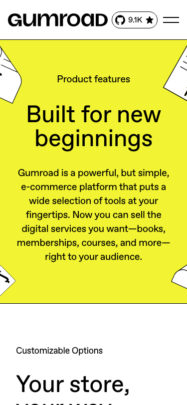 Gumroad — Features - mobile