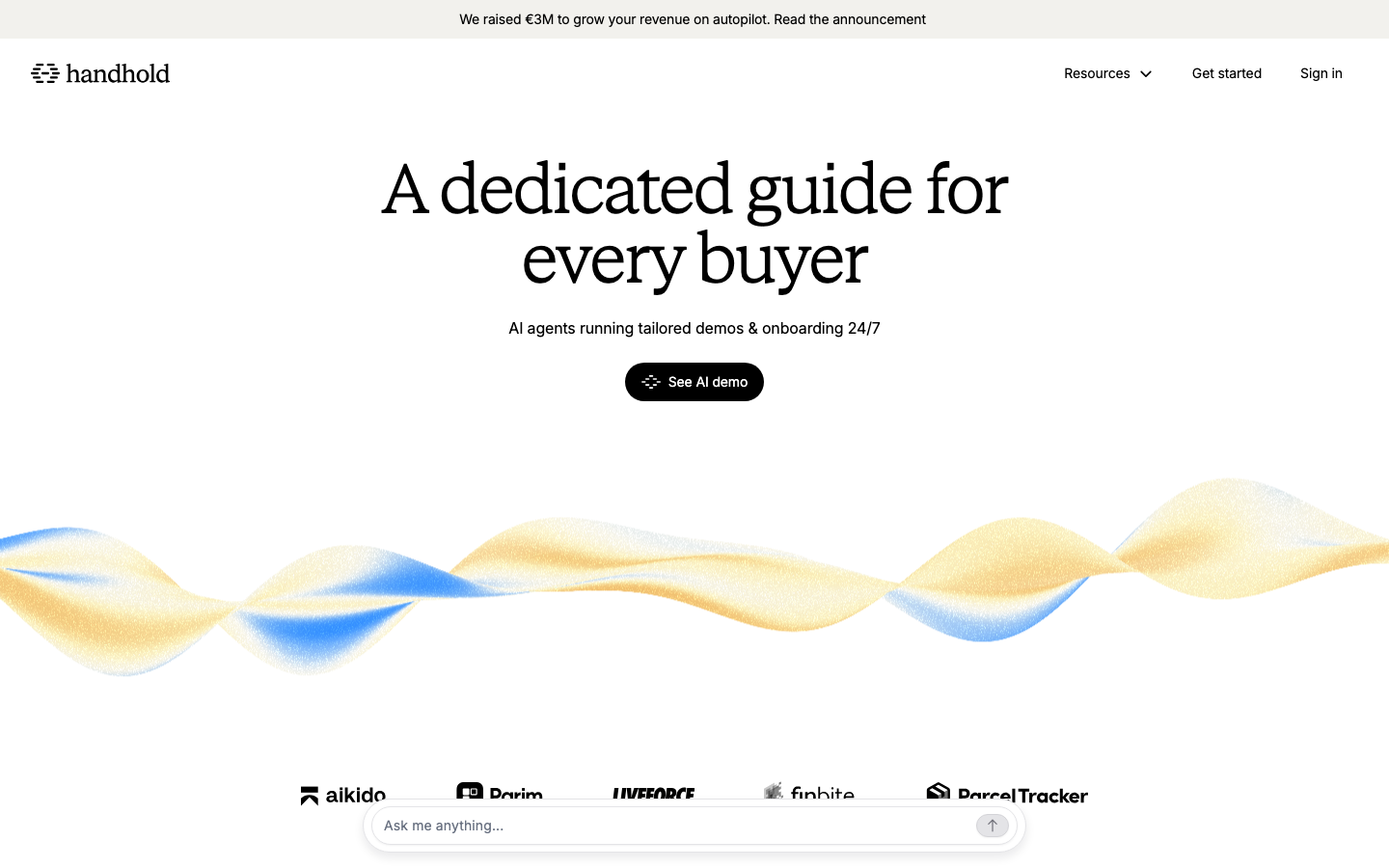 Capture quality leads 24/7 and free up sales team’s time with personalised, multilingual AI demos and 1-to-1 onboarding · minimalism, editorial, swiss, saas, ai, developer-tools, hero-with-cta, logo-cloud, feature-trio